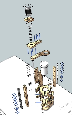 Exploded view of the z-axis assembly of the blackFoot CNC Machine